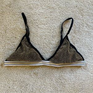 Free Press Black Gold Shimmer Triangle Bralette Bra